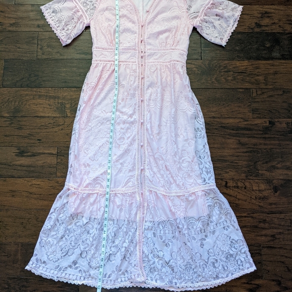 NWOT Pink Lace Maxi Dress or Duster - Picture 6 of 7